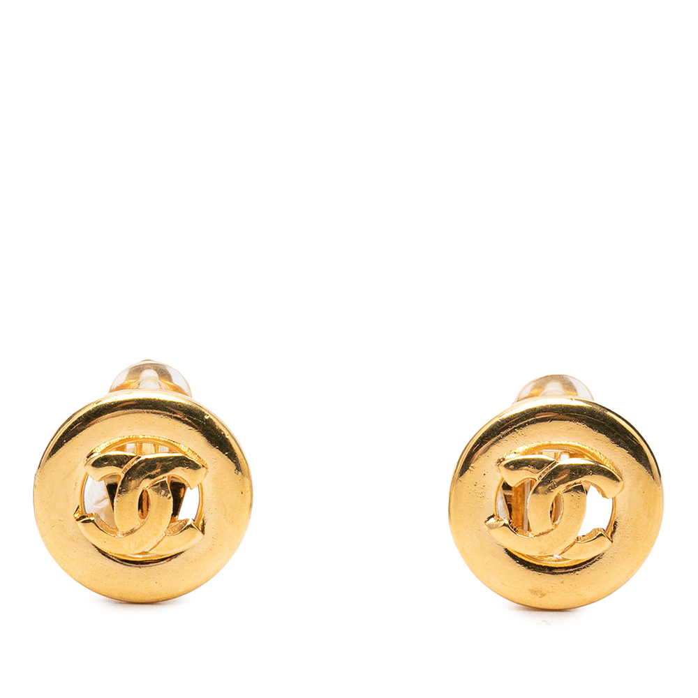 Pre-Loved Chanel CC Gold Plated Round Clip On Earrings